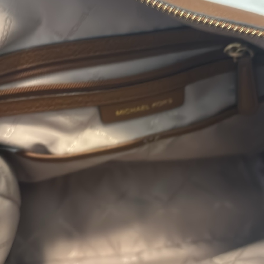 MICHAEL Michael Kors pebbled Leather Large Hobo Shoulder Bag brown gold accents - Picture 6 of 14